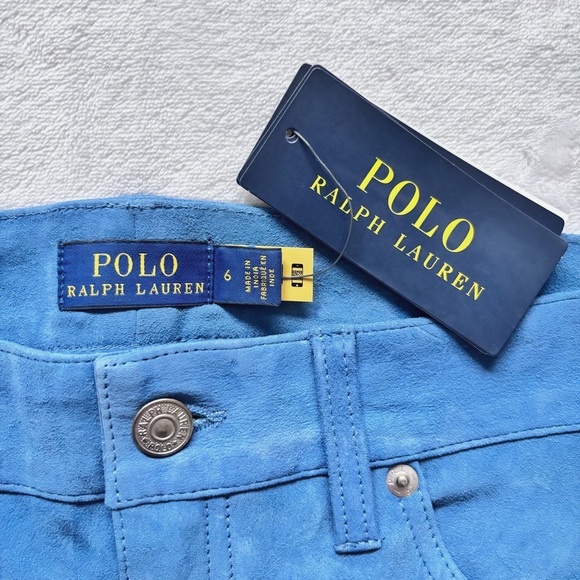 RARE! POLO RALPH LAUREN Blue Label Suede Super Flare Mid Rise Pants—NWT—6 - Picture 7 of 15